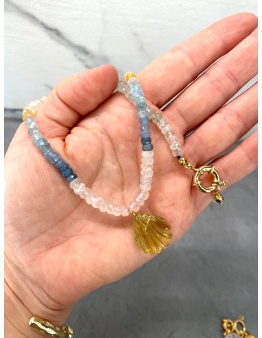 Collier en multi aigue-marine et quartz citron 🍋 prix