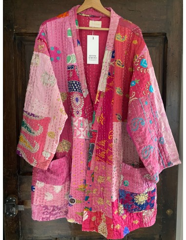 Kimono patchwork Brodé Unique Rose Foncé 101 pas cheres