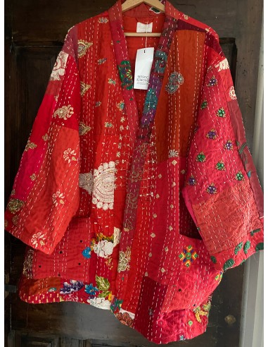 Kimono patchwork Brodé Unique Rouge  105 Les êtres humains sont 