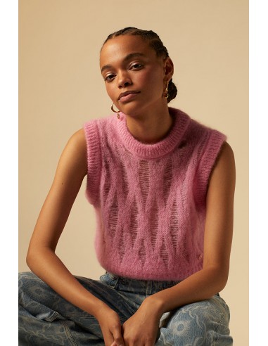 Pull en mohair rose ajouré la chaussure