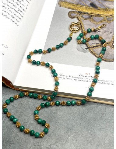 Collier en malachite doré paiement sécurisé