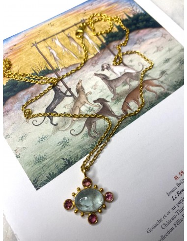 Collier en aigue-marine et tourmaline III en stock