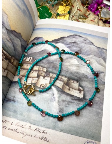 Collier en Turquoise et multi-tourmalines destockage