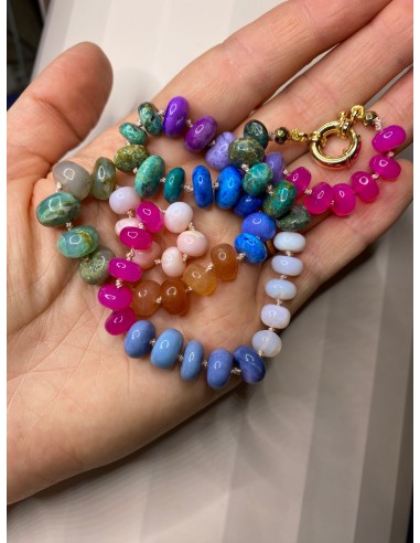 Collier en pierres multicolores en fil de soie pas cher chine