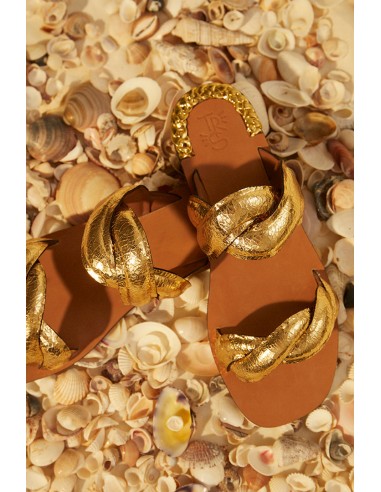 Gold woven leather sandals Comparez et commandez 