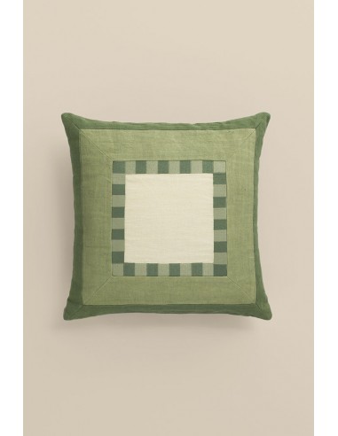 Embroidered linen cushion pas cher 