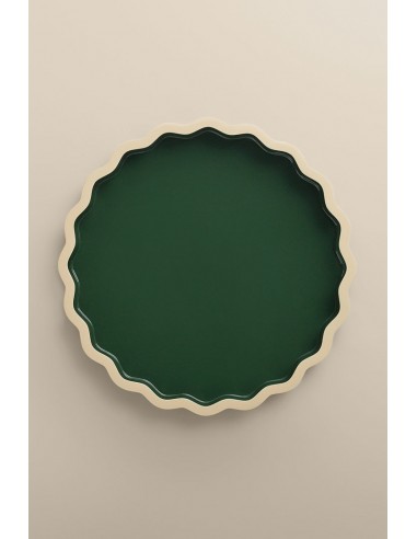 Large green tray with wavy edges en stock